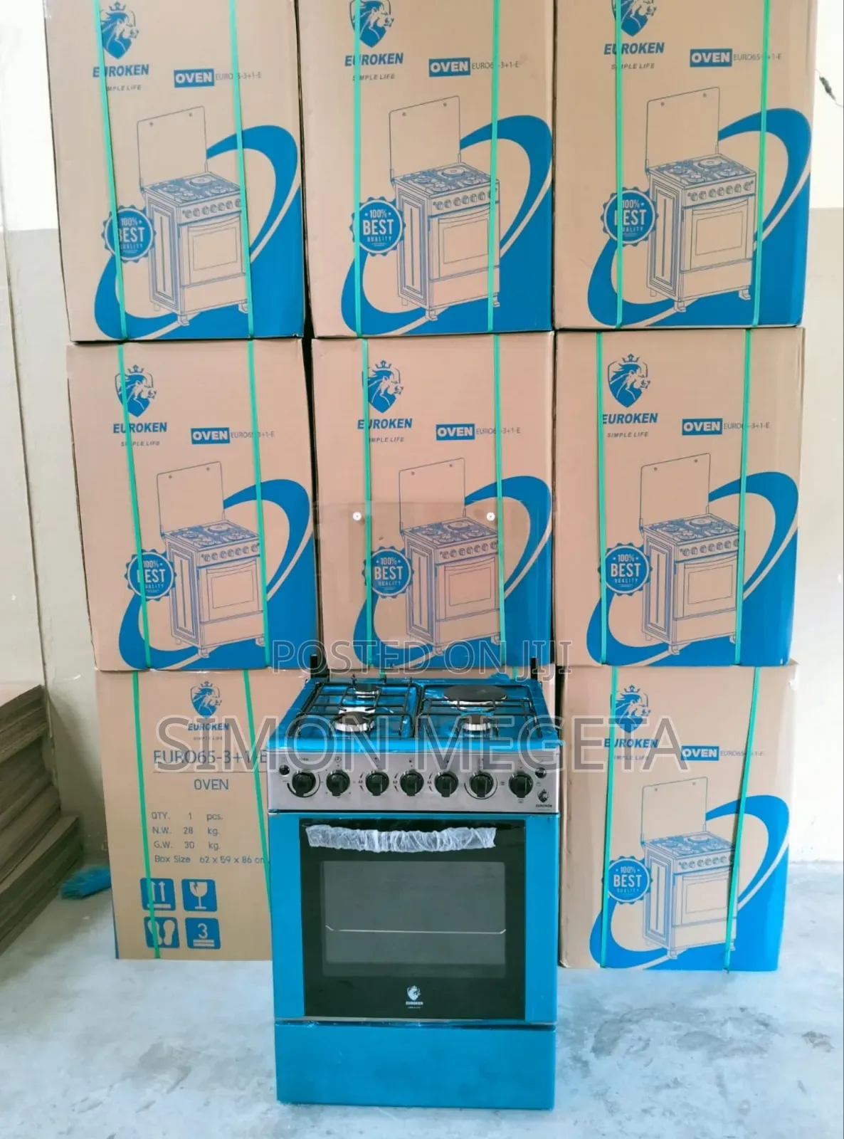 60*65 Euroken 3+1 Standing Cooker With Electric Double Heater Oven