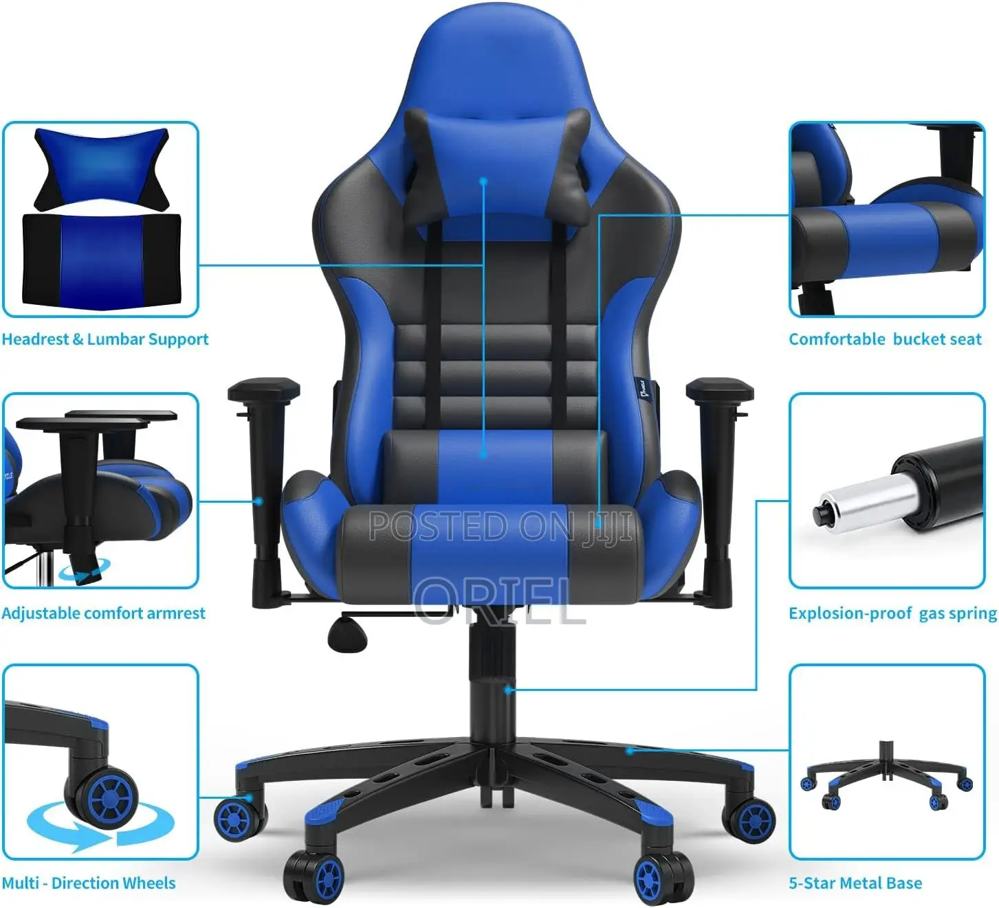 Gaming Chairs; Deluxe High-Back Reclining Gaming Computer Chair