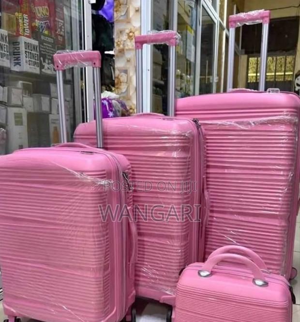 Pink Breakable 4 in 1 Set Rubber Fashion Suitcase - thumbnail 3
