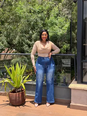 Lightly Distressed Wide Leg Jeans Size 28-36