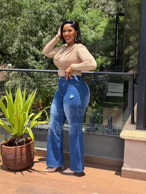 Lightly Distressed Wide Leg Jeans Size 28-36