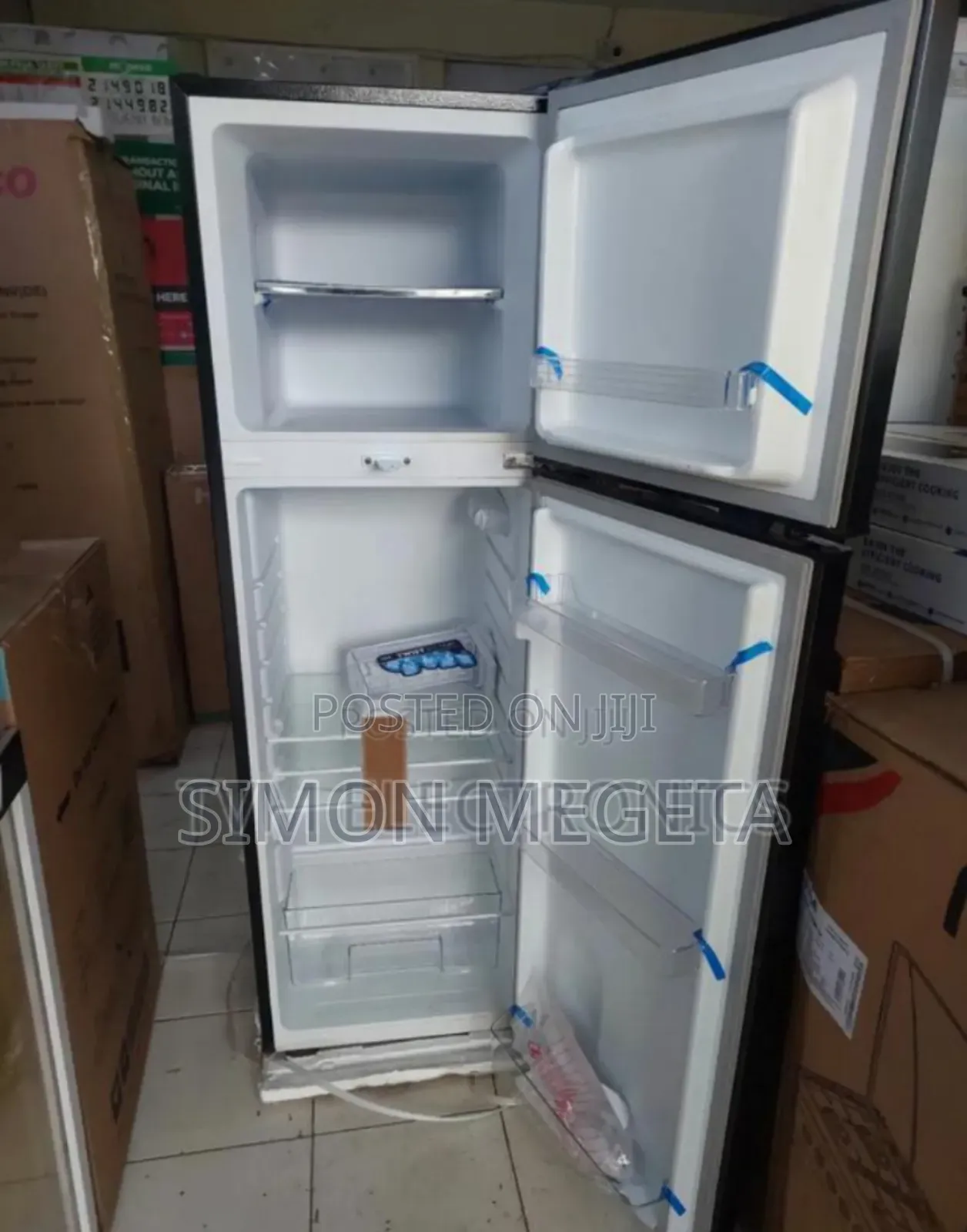 Two Doors Double Doors. New Mika 168l Fridge
