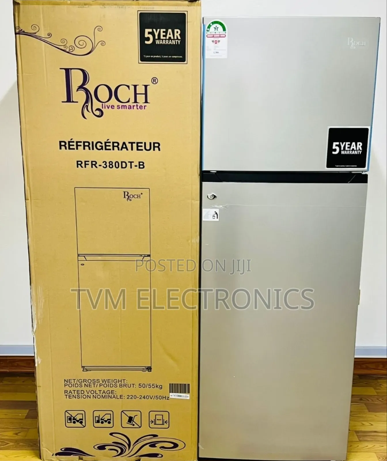 Roch 306 Litres RFR-380-Dt-B Double Door Refrigerator