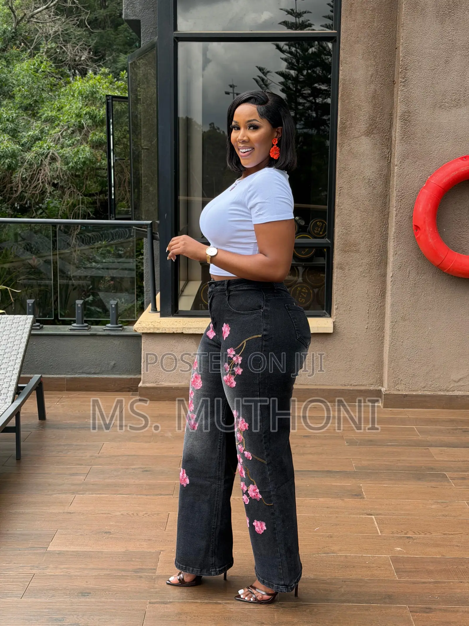 Black Fashionnova Floral Embroidery Wide Leg Jeans