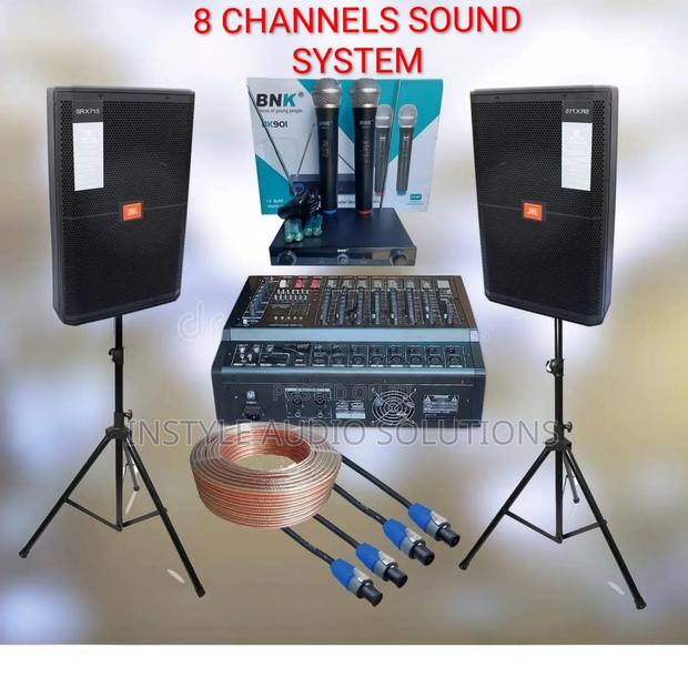 8 Channels Full Sound System With (2) 15" Mid Range JBL Speakers