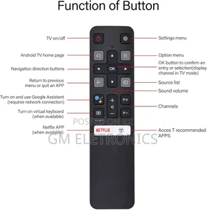 Rc802v for TCL Remote Control for TCL Android Smart Tv+ Batteries.