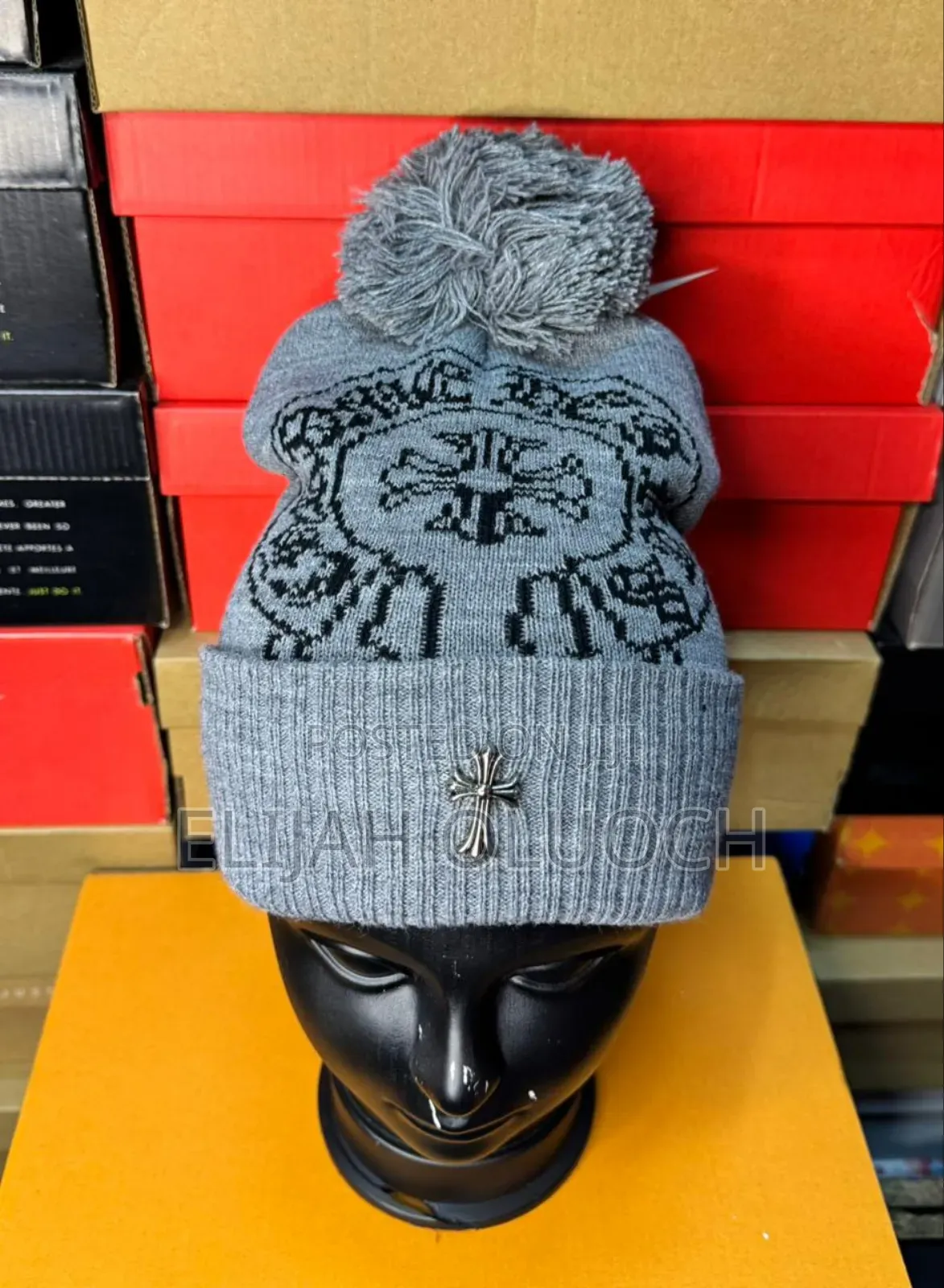 Grey Chrome Hearts Beanie