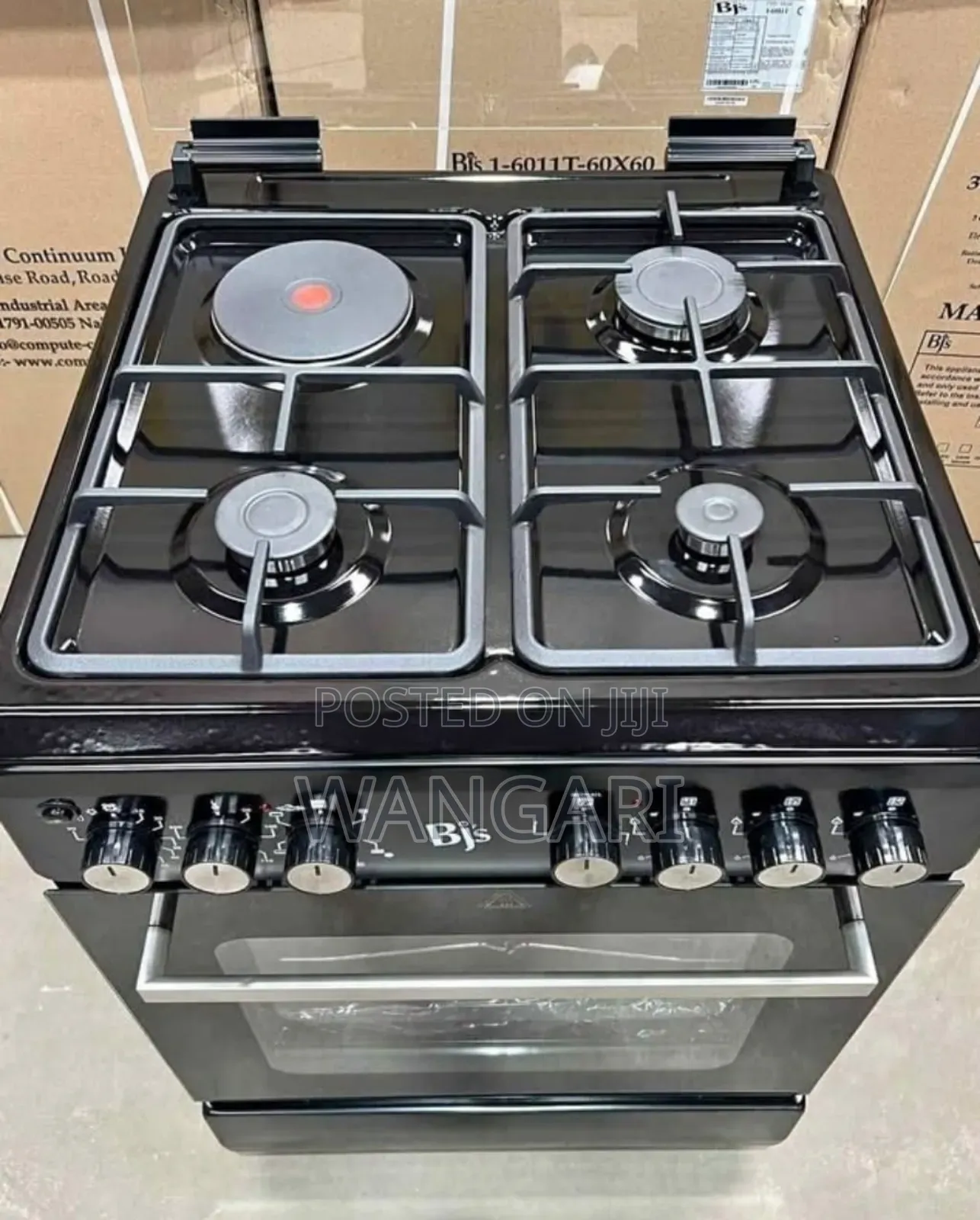 Electric Oven Black BJS Standing Cooker With Rapid Hotplate