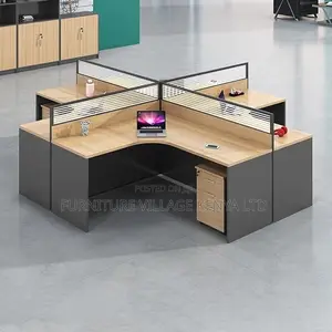 Office Desk; 4-way Curved Modern Office Workstation