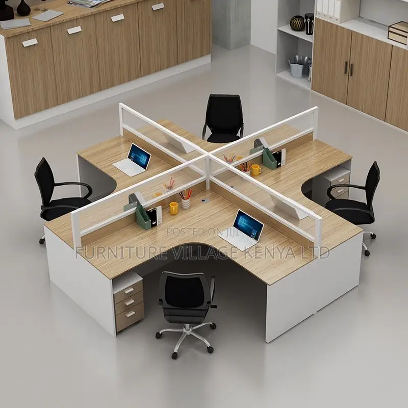 Office Desk; 4-way Curved Modern Office Workstation