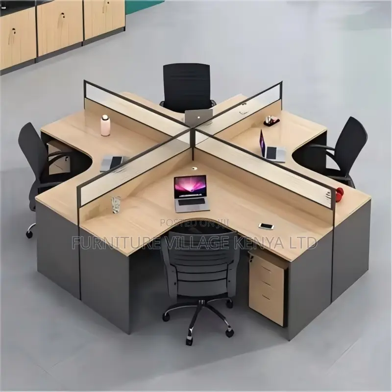 Office Desk; 4-way Curved Modern Office Workstation