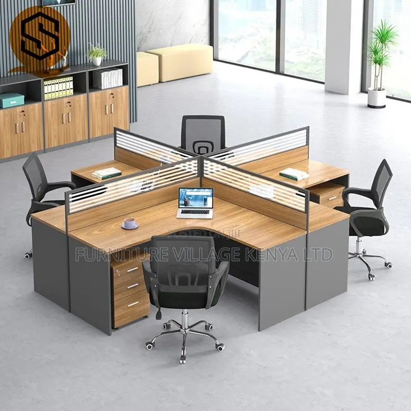 Office Desk; 4-way Curved Modern Office Workstation