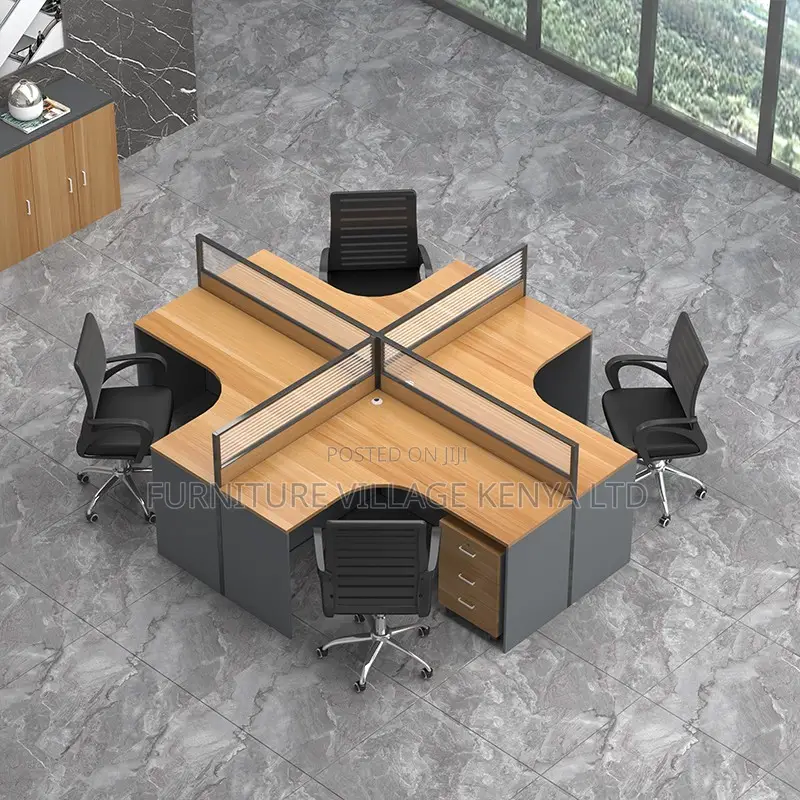 Office Desk; 4-way Curved Modern Office Workstation