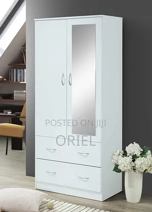 Home Wardrobes; Stylish 2-Door Wardrobe With Mirror Pull-Out Drawers