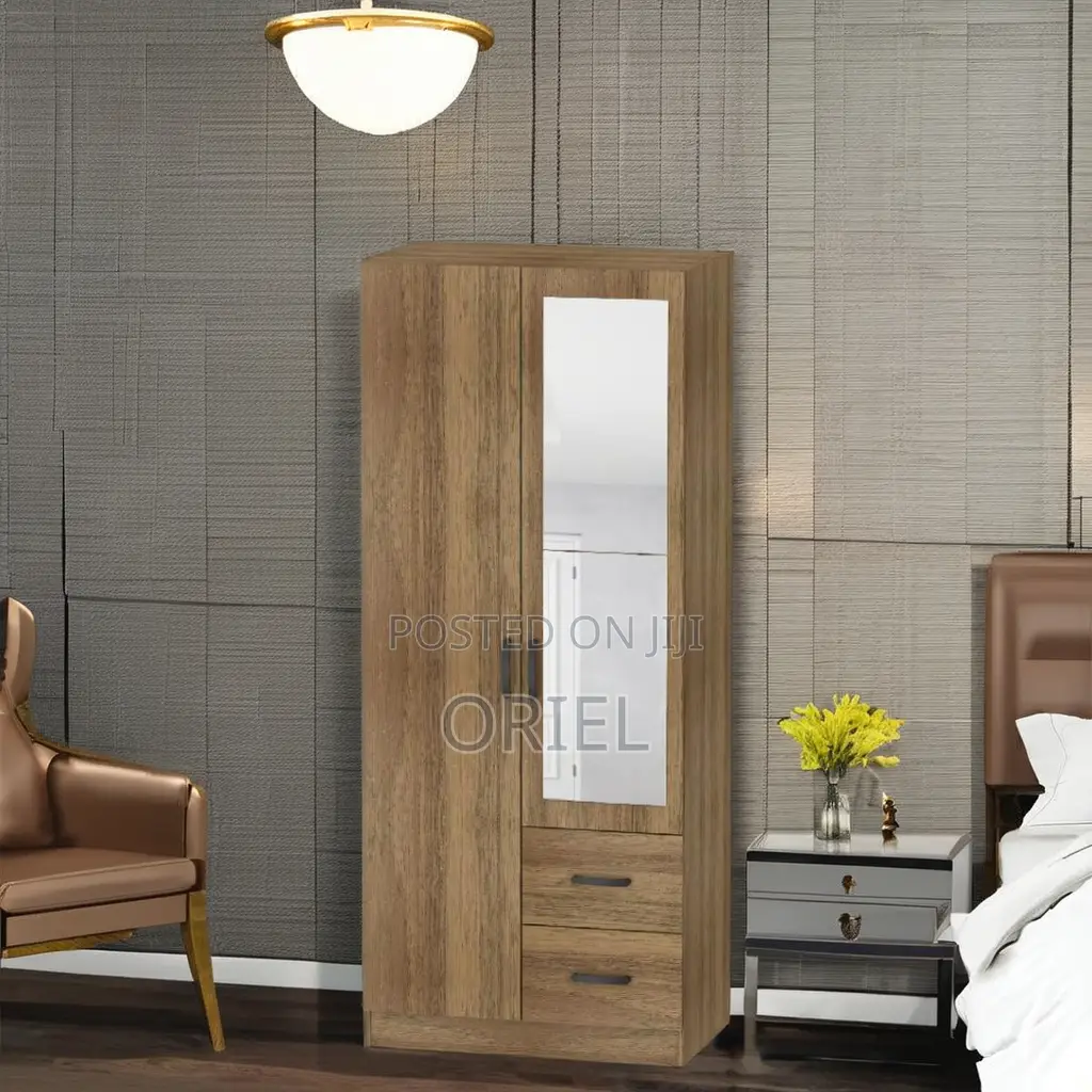 Home Wardrobes; Stylish 2-Door Wardrobe With Mirror Pull-Out Drawers