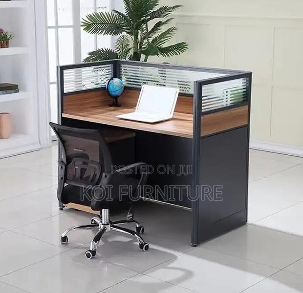 Office Desk : 1-Way Workstation 1.2m X 0.6m in Brown - thumbnail 2