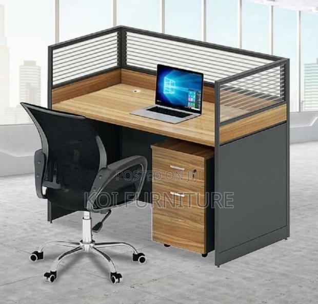 Office Desk : 1-Way Workstation 1.2m X 0.6m in Brown - thumbnail 3