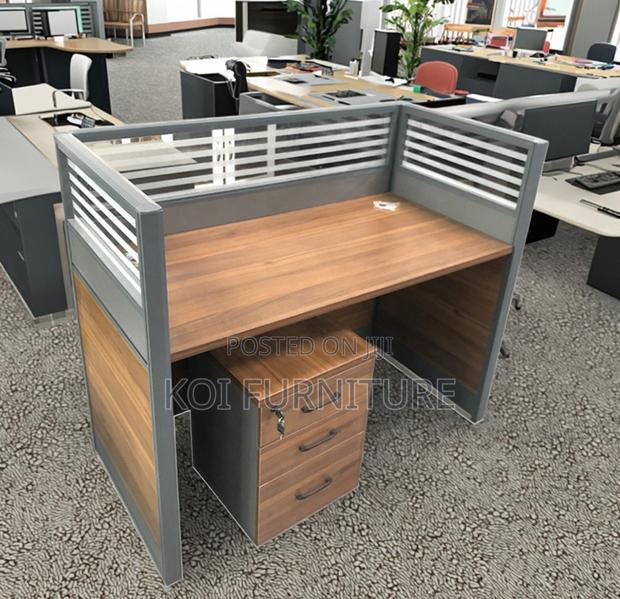 Office Desk : 1-Way Workstation 1.2m X 0.6m in Brown - thumbnail 6
