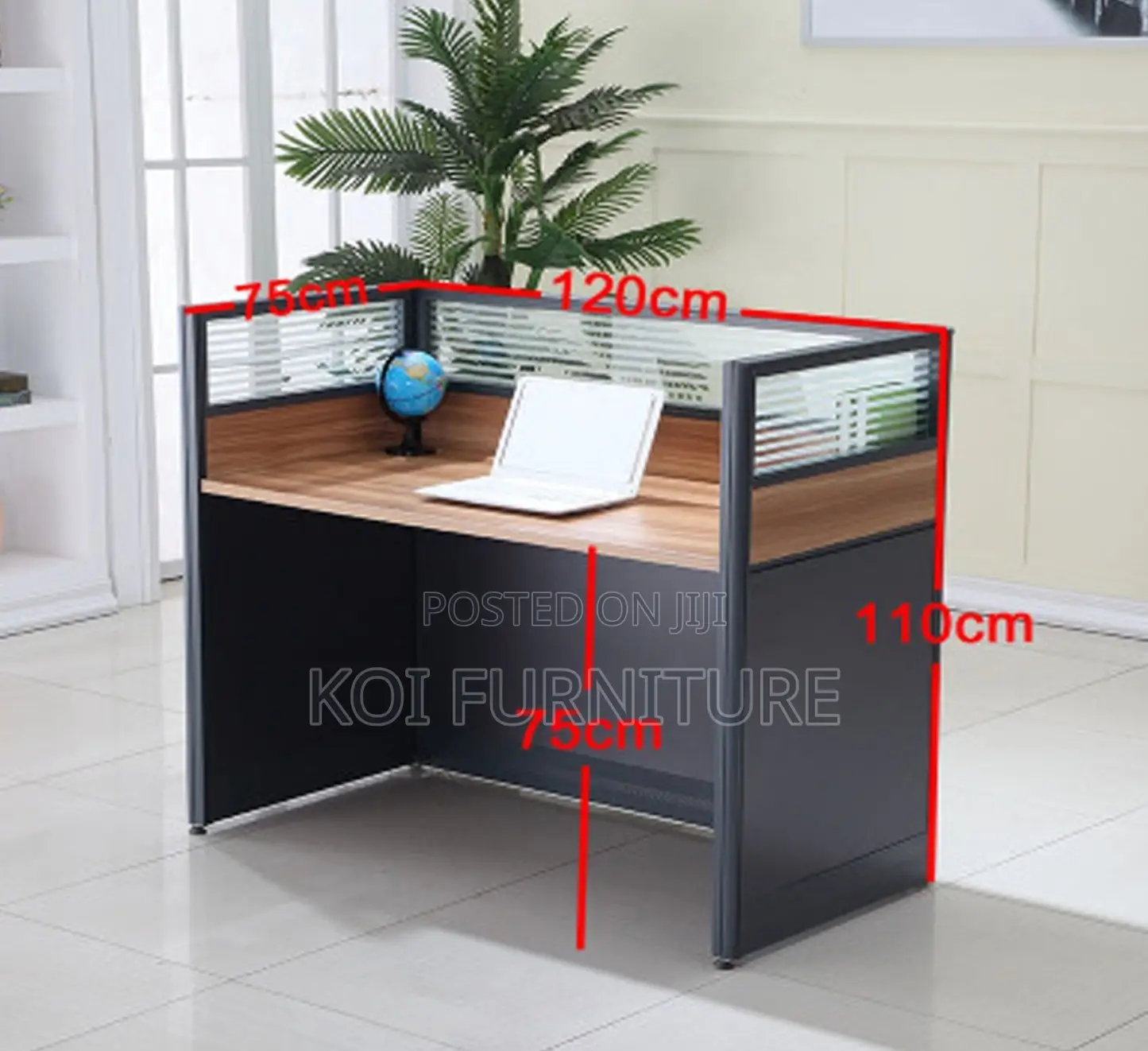 Office Desk : 1-Way Workstation 1.2m X 0.6m in Brown