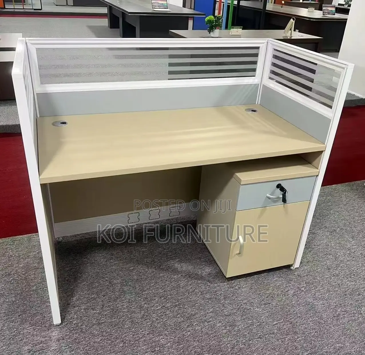 Office Desk : 1-Way Workstation 1.2m X 0.6m in Brown