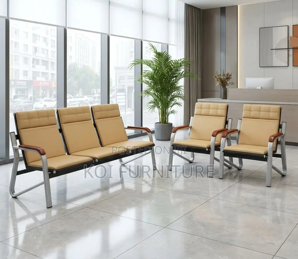 Office Sofa : Capetown 5 Seater Office Sofa Bench in Leather