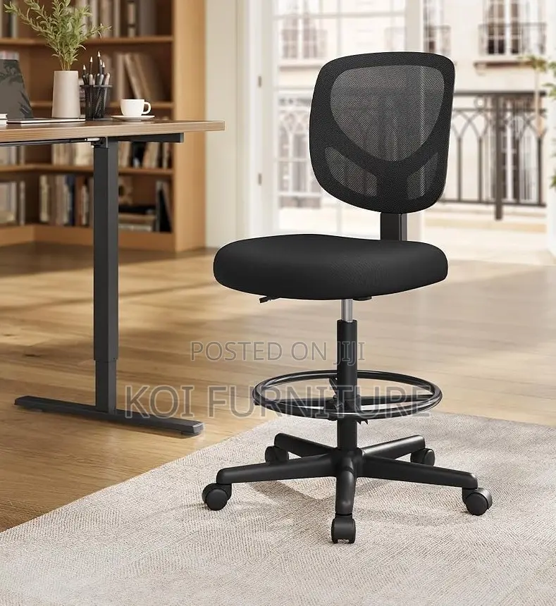 Office Chair : Adjustable Height Mid Back Mesh Drafting Office Chair