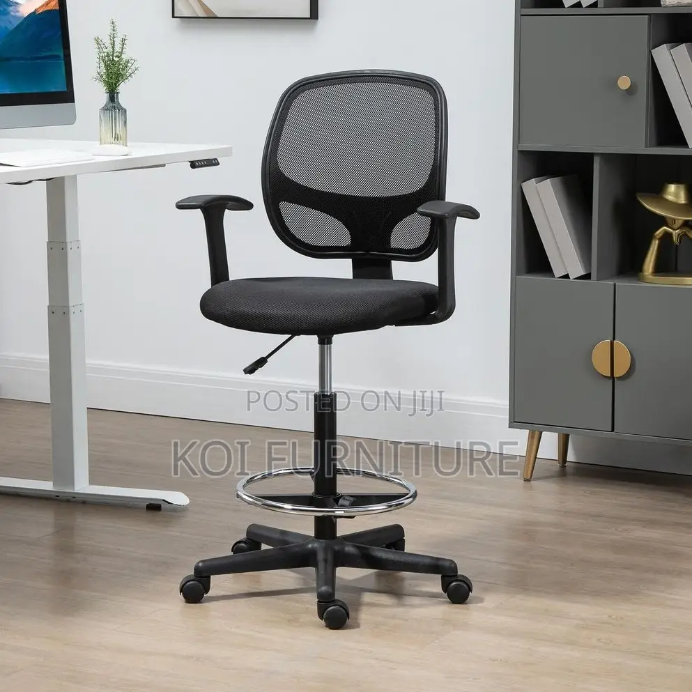 Office Chair : Adjustable Height Mid Back Mesh Drafting Office Chair