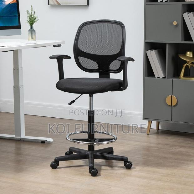 Office Chair : Adjustable Height Mid Back Mesh Drafting Office Chair - thumbnail 9