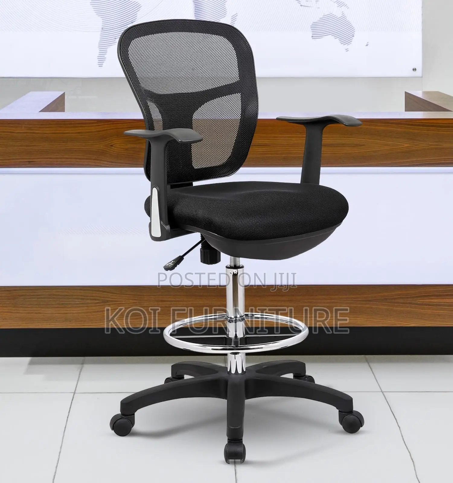 Office Chair : Adjustable Height Mid Back Mesh Drafting Office Chair
