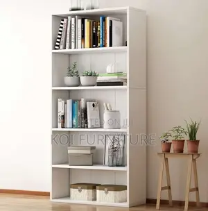 Office Bookcase : Minimalist Wooden Bookshelf – 5 Shelves