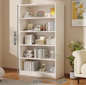 Office Bookcase : Minimalist Wooden Bookshelf – 5 Shelves