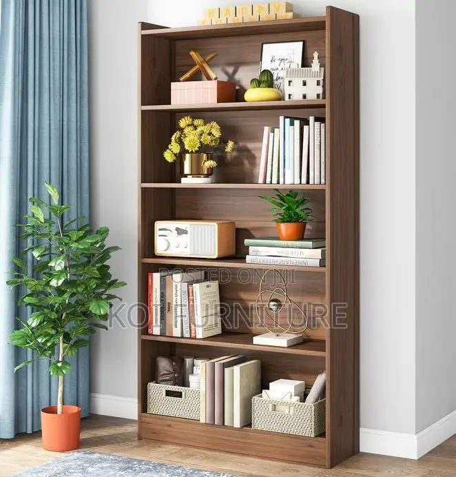Office Bookcase : Minimalist Wooden Bookshelf – 5 Shelves