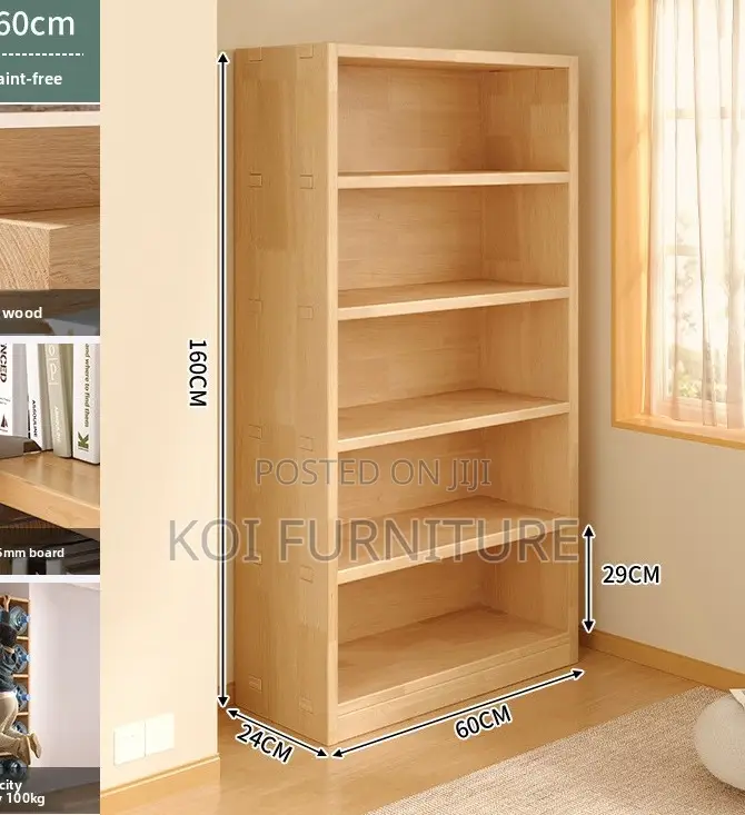 Office Bookcase : Minimalist Wooden Bookshelf – 5 Shelves