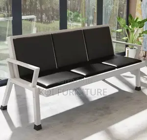 Office Bench : 3-Link Black Heavy-Duty Waiting Bench