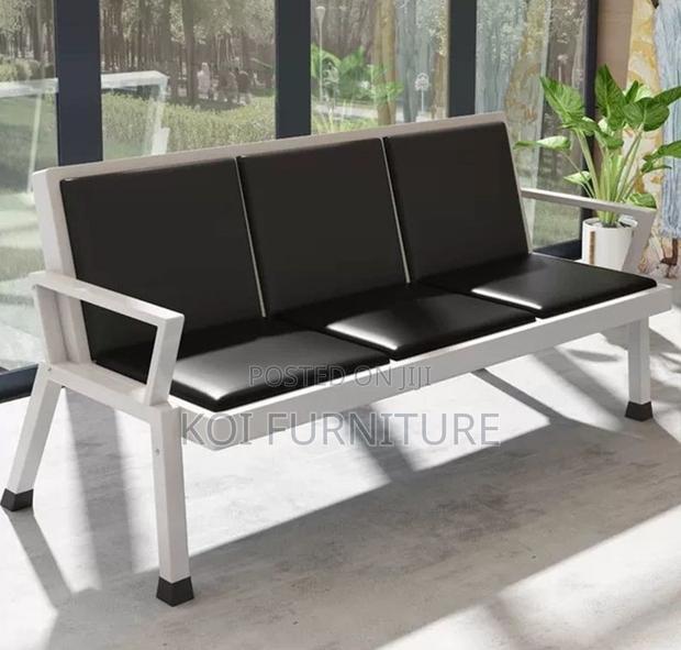 Office Bench : 3-Link Black Heavy-Duty Waiting Bench - thumbnail 3