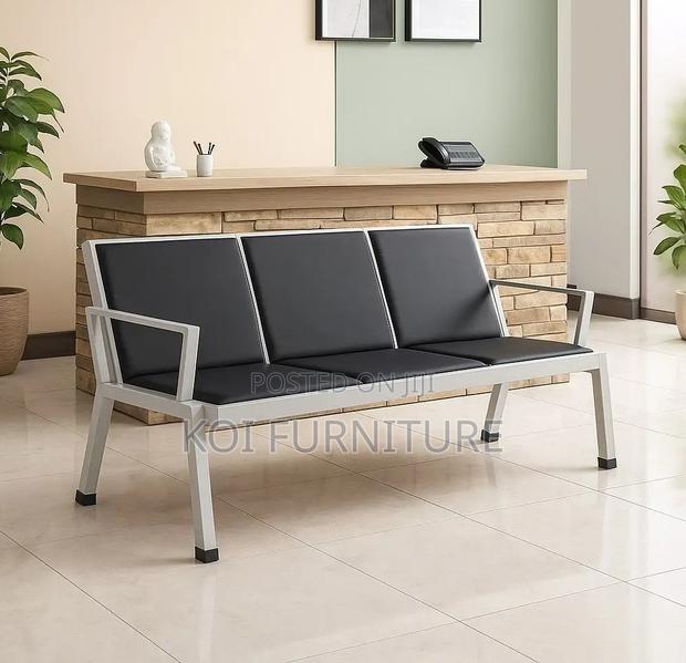 Office Bench : 3-Link Black Heavy-Duty Waiting Bench - thumbnail 7