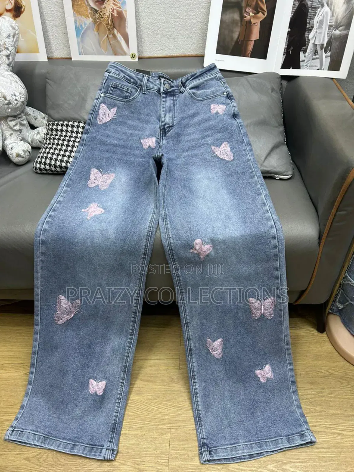 Embroidered Wide-Leg Jeans