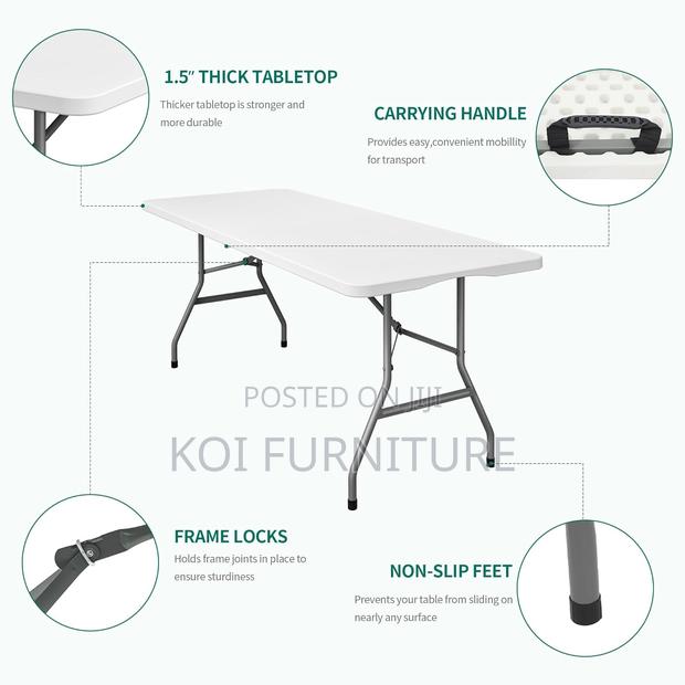 Table : Heavy Duty 6ft Picnic Camping Folding Table, - thumbnail 5