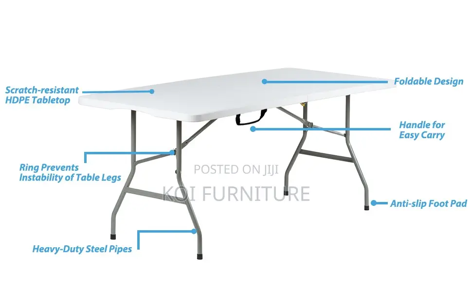 Table : Heavy Duty 6ft Picnic Camping Folding Table,