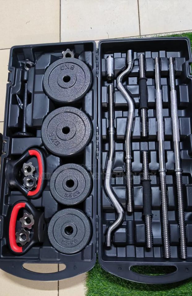 58kg Anti Rust Adjustable Dumbbell, Kettlebell, and Barbell Set - main view