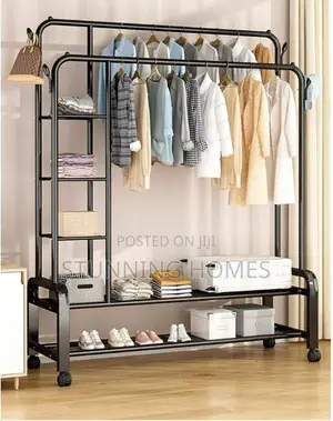 Double Rods Mobile Clothing Rack