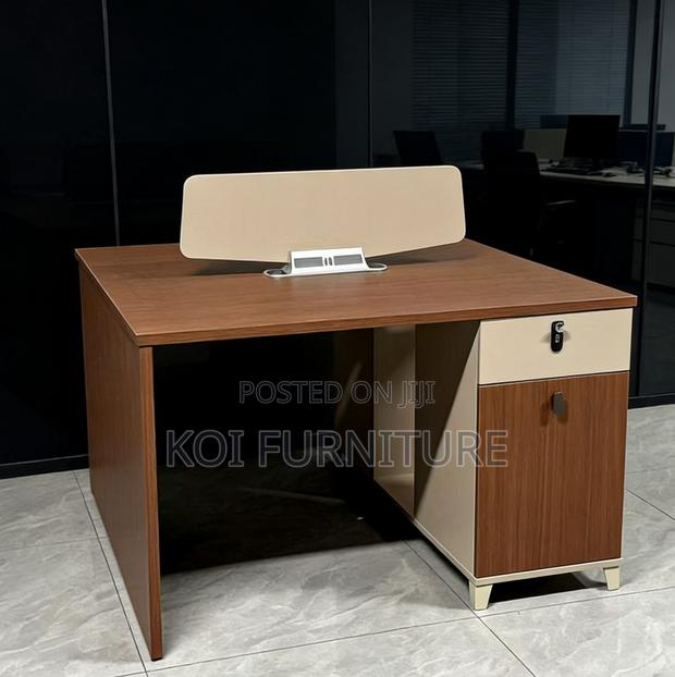 Office Desk : 2-Way Workstation Desk Featuring Walnut-Colored Desktop - thumbnail 4
