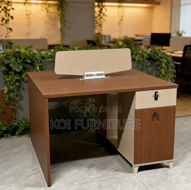 Office Desk : 2-Way Workstation Desk Featuring Walnut-Colored Desktop - thumbnail 5