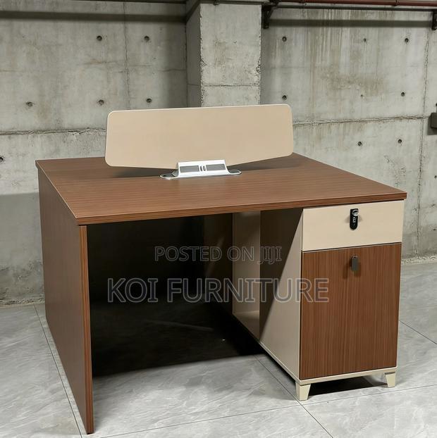 Office Desk : 2-Way Workstation Desk Featuring Walnut-Colored Desktop - thumbnail 9