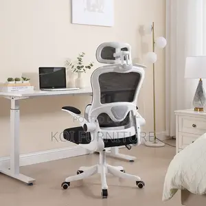 Office Chair :Modern White Ergonomic Office Seat With Flipup Arms
