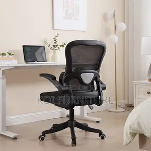 Office Chair :Modern White Ergonomic Office Seat With Flipup Arms