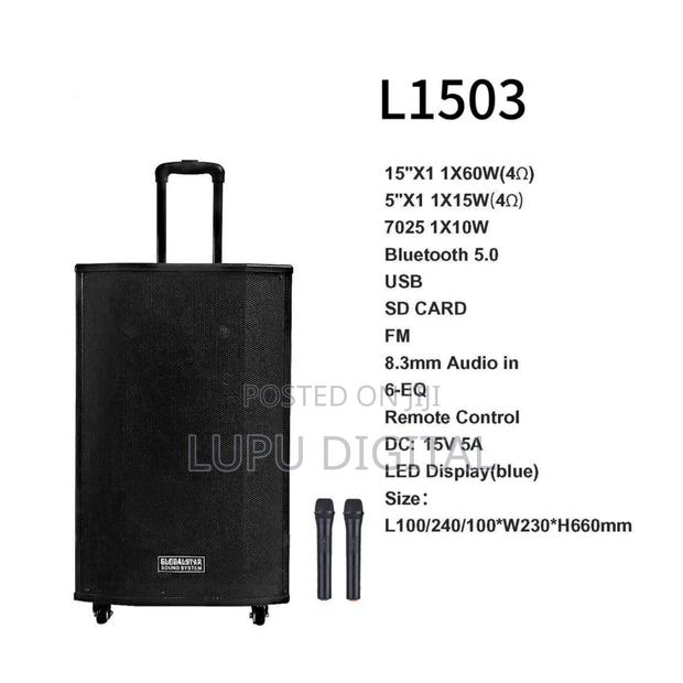 Globalstarrechargeabletrolley Speaker L1503.15 Inches With2 Microphone - main view
