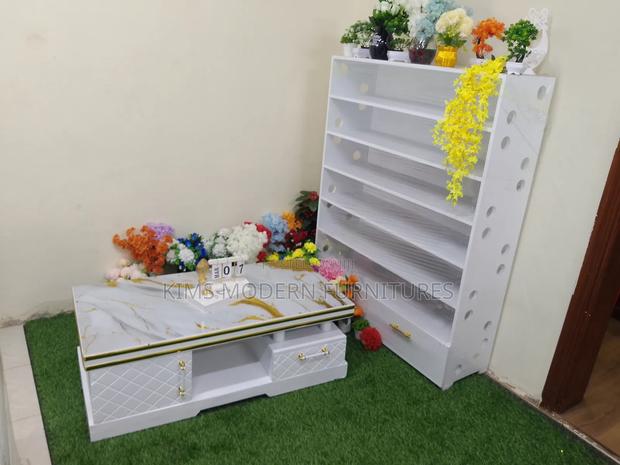 Table White Gold Marble Top Gold + Shoe Rack 4 by 5 Feet