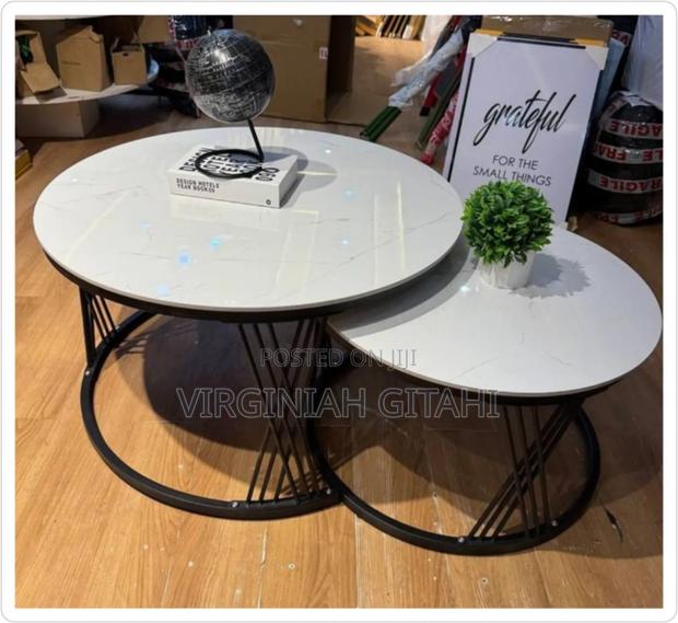 White Modern Luxury 2in1 Pure Marble Nesting Tables