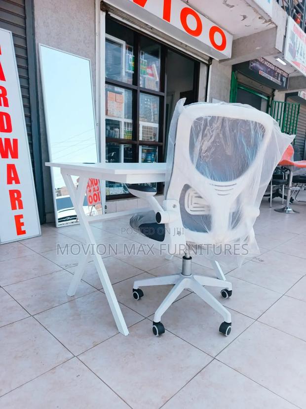 White Metallic Executive Chair Office Table - main view